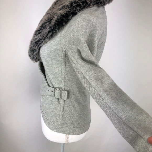 Armani Exchange Faux Fur Trimmed Belted Jacket S - Picture 6 of 10